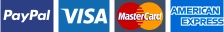 Visa, Mastercard, American Express and PayPal logos